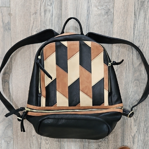 Steven By Steve Madden Handbags - Steve Madden Leather Black and Tan Women's Backpack